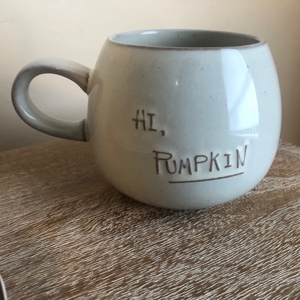Indigo coffee mug fall theme Hi, Pumpkin